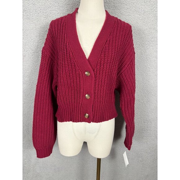 Roxy Women's Rumba Red Button-Up Cardigan Sweater Size Small New With Tag's. - Picture 1 of 8